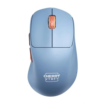 Bild av CHERRY XTRFY M64 Wireless, Ultralätt Trådlös Gamingmus, 2,4 GHz, Optimerad för E Sport, Ergonomisk Form med extra låg Front, Blå