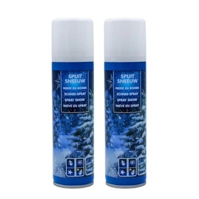 Bild av Julsnösprej, 150 ml med 8 stenciler, set om 2 dekorativ konstsnö för att spraya snö, snöfärg, sprejsnö, julgran, dekoration