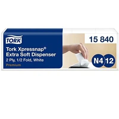 Bild av Tork Xpressnap® Extra Mjuk Vit Dispenserservett N4, 1/2 vikt 2 lagers, 40 x 200 servetter, 15840