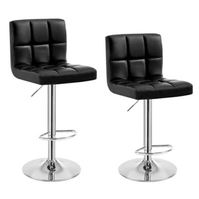 Bild av 2X designer barstol motpall konstläder svart BS9107