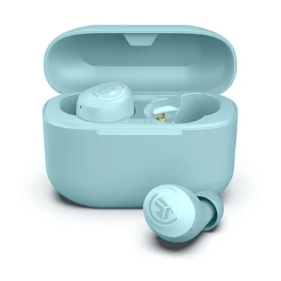 Bild av JLab Go Air Pop+ True Wireless Earbuds, In Ear Hörlurar, Bluetooth 35H Speltid, Hörlurar med Mikrofon, USB C Laddningsetui, Dual Connect, EQ3 Ljud, Ljusblå
