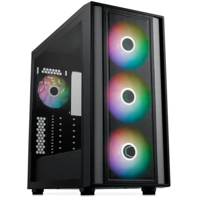 Bild av Cooler Master MasterBox 600 Mid Tower E ATX Airflow Chassi Stöder Back Connect MB &amp; 420mm Radiatorkylare, Förinstallerade 3 x 140mm 1 120mm ARGB PWM Fläktar, USB 3.2 Gen 2x2 Type C