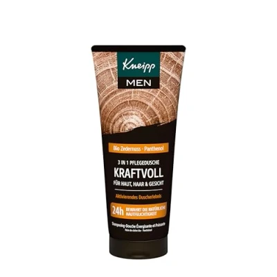 Bild av Kneipp MEN 2 i 1 dusch kraftfull, uppfriskande duschgel för hud och hår, harmonisk doft med varma träiga toner, cederträolja ekextrakt, 200 ml
