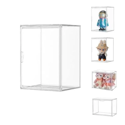 Bild av Siyecioa akrylmonter monter transparent, plexiglas vitrinskåp med dörr för actionfigurer leksaker, figurer, modellbilar, minifigurer, samlarfigurer (36 x 27 cm)