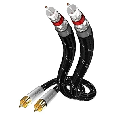 Bild av inakustik 006041007 ljudkabel 2 RCA stereo 0,75 m för source ljud/DAC/mottagare/CD spelare/förstärkare/förförstärkare, svart/silver