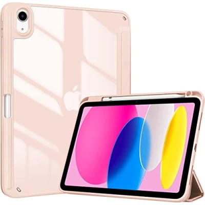 Bild av ProCase fodral för iPad 10. Generation 2022 10,9 tum med pennhållare, stötsäkert smart transparent baksidesskal, skyddsfodral, kompatibelt 10:e generationen roséguld