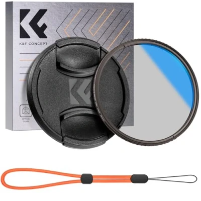 Bild av K&amp;F Concept cirkulärt polfilter 82 mm polariseringsfilter CPL filter cirkulär med linslock, linslock fästrem för fotokameralinser, Klear Series