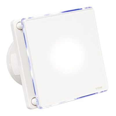 Bild av STERR Vit Badrumsfläkt 100 mm med LED + TIMER Tyst Modern