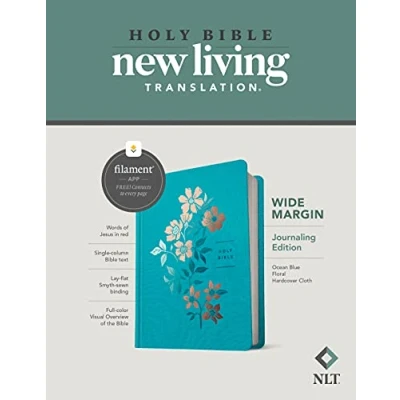 Bild av NLT Wide Margin Bible, Filament Enabled Edition, Blue: New Living Translation, Ocean Blue, Floral, Margin, Enabled, Journaling Edition