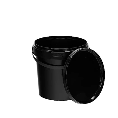 Bild av BenBow Hink med lock 1 l svart x liter livsmedelssäker, robust, lufttät, läckagesäker, luktfri plastförvaringsbehållare, handtag tom
