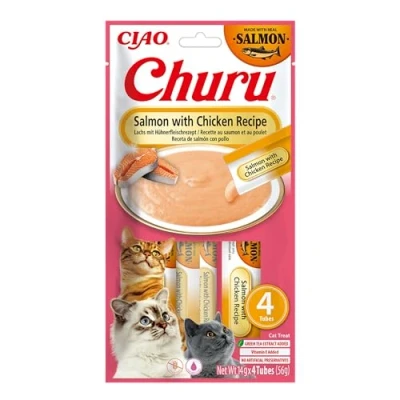 Bild av INABA CAT CHURU SALMON WITH CHICKEN przysmak dla kota 4x14g (56g)