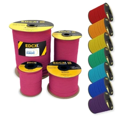 Bild av EDCX 4mm Nylon Paracord 550 30m (100 fot) Typ III, 100% nylonrep, 7 trådsrep, nylonrep i enfärgade färger (Sofit Pink, 30 m)