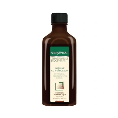Bild av Lotion med petroleum, regenererande hårbehandling, minskar håravfall, innehåller ricinolja, vitamin A och E, 100 ml, Gerovital Tratament Expert