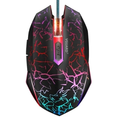 Bild av VGUARD gaming Mus, Comfortable Wired USB Optical RGB Ergonomic mouse for PC Computer Laptop, 6 Programmable Buttons, 4 Adjustable Sensitivity, 7 Colors LED Backlight Black(Upgraded Version)