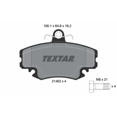 Bild av TEXTAR 2146306 Jeu de plaquettes frein non préparé pour indicateur d&#039;usure avec vis d&#039;étrier RENAULT: 19 I Chamade, TWINGO 1, CLIO 2