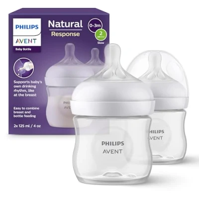 Bild av Philips Avent Natural Response nappflaska 2 nappflaskor på 125 ml för nyfödda och äldre, BPA fri, 0+ månader (modell SCY900/02)