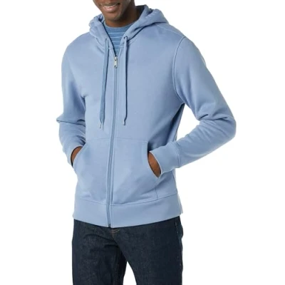 Bild av Amazon Essentials Men&#039;s Fleecetröja med hel dragkedja (finns i Big &amp; Tall), Akvamarinblå, L