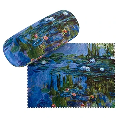 Bild av VON LILIENFELD Glasögonfodral Claude Monet Vattenliljor Konst Motiv Fodral Glasögon Mikrofiber Rengöringsduk Box Stabilt Hårt Set Täckt med Tyg