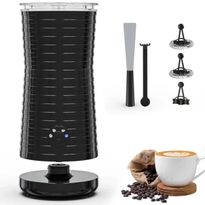 Bild av Morpilot Automatisk elektrisk mjölkskummare, cappucccinator, 4 i 1 fritt val av skumtjocklek, ljuddämpare och non stick beläggning svart