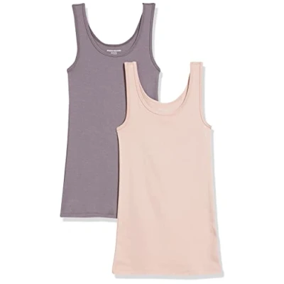 Bild av Amazon Essentials Women&#039;s Linne smal passform, Pack of 2, Grå/Puderrosa, L
