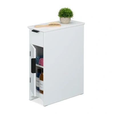Bild av Relaxdays Nischskåp, låda, 2 skåpfack, H x B D: 61,5 21 46 cm, badrum och kök, MDF, sidohylla, vit