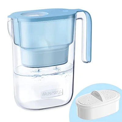 Bild av Waterdrop Elfin Vattenfilter för kylskåp med 3 Månaders Filter, 2,5 Liter, Reducerar Fluor, Klor och mer, NSF certifierat, BPA fritt, Blå (Ersättningsfilter: WD PF 01A Plus)