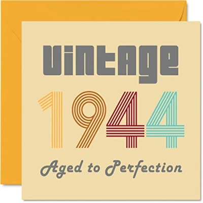 Bild av 80 årsfödelsedagskort för män kvinnor vintage 1944 åldrad till perfektion födelsedagskort roligt henne honom, 145 mm x bästa vän födelsedag gratulationskort mamma pappa farfar