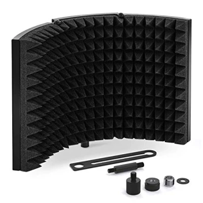 Bild av TONOR Mikrofon popfilter med absorberande skumskikt ljudabsorberande mikrofonisolerande skärm justerbar mic isolering skylt, sånginspelningspanel, vindruta vindskydd