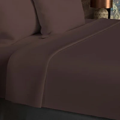 Bild av Drap plat en coton 57 fils 180x290 cm UNI brun, par Soleil d&#039;ocre