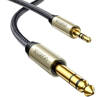 Bild av UGREEN 3,5 mm till 6,35 Jack Kabel 3.5 6.35 Ljudkabel Kompatibel med Elektronisk Gitarr Förstärkare Ljudsystem HiFi Högtalare Mixer Smartphone etc. (2M)