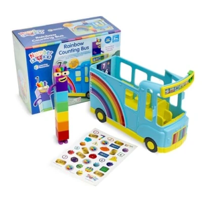 Bild av Learning Resources Numberblocks Ranbown Counting Bus, 3+ år, interaktivt busslekset med Seven figur ingår, spelar 12 låtar och ljud, CBeebies Toys
