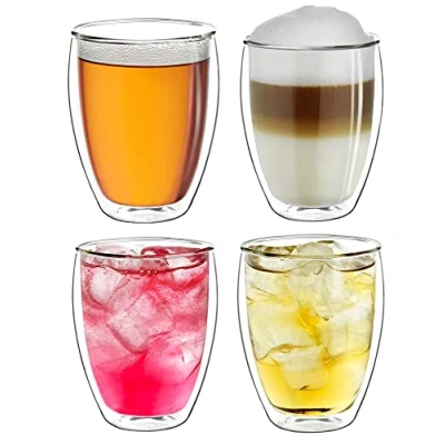 Bild av Creano 4 x dubbelväggiga termoglas, kaffeglas/borosilikat XXL glas högt 400 ml