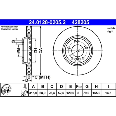 Bild av Bromsskiva Ate 24.0128 0205.2