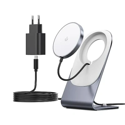 Bild av trådlös laddare med Magsafe laddare, iPhone laddning, induktiv magnetisk induktionsladdare, snabbladdare, kompatibel för 14/13/12/11 Pro Max Plus, grå