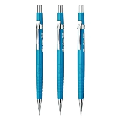 Bild av Pentel 0,7 mm (P207) blå P200 serien automatisk mekanisk dragpenna påfyllningsbar bly suddgummi P207 C (förpackning med 3)