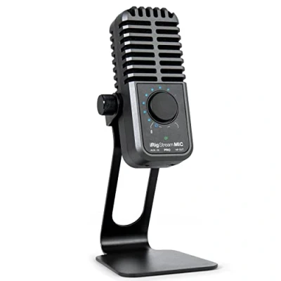 Bild av IK Multimedia iRig Stream Mic Pro, kondensatormikrofon med integrerat ljudgränssnitt för iPhone, iPad, Android, USB dator, Mac, Windows PC, perfekt podcast, inspelning, sång spel