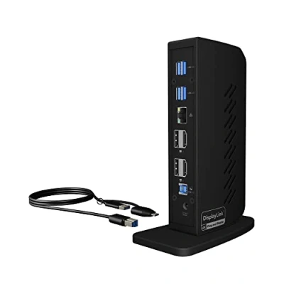 Bild av ICY BOX USB 3,0 &amp; C DisplayLink dockningsstation med 4K HDMI eller DP (dubbel dubbel), 6 fack hubb, LAN, ljud, svart, IB DK2252AC