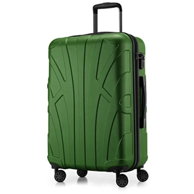 Bild av Suitline Koffer i 3 Größen, Vagnset Rollkoffer Hartschalen Reisekoffer (55 cm, 66 76 cm) Zwillingsrollen, 15 Verschiedene Farben, gRÖN, Resväska