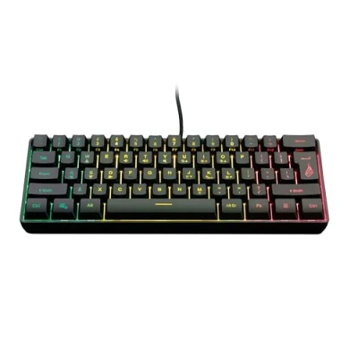 Bild av SureFire Kingpin X1 60% speltangentbord USA, engelsk spelmultimediatangentbord, litet och mobilt, RGB tangentbord med belysning, 25 anti ghosting knappar, amerikansk layout QWERTY