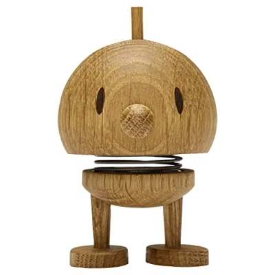 Bild av Hoptimist Bumble av trä, vaggande figur, skandinavisk dekoration för vardagsrum, skrivbord, kontor, hall, badrum, bra present, 4,5 x 5,8 7,6 cm, Liten, Ek