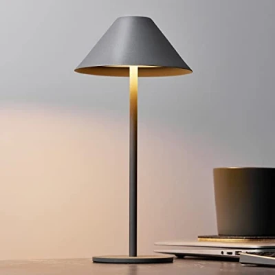 Bild av Bojim 3 färger dimbar uppladdningsbar bordslampa, IP54 vattentät bordslampa trådlös utomhus, 4000mAh touch switch grå LED med uppladdningsbart batteri för Achlafzimmer Bar Restaurant Tisch Deko Camping