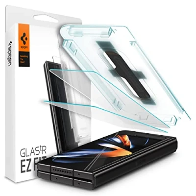 Bild av Spigen Glas.tR EZ Fit Skärmskydd kompatibel med Samsung Galaxy Z Fold4, 2 stycken skyddsglas, Kristallklart, Responsiv Touch, Case friendly, 9H härdat glas