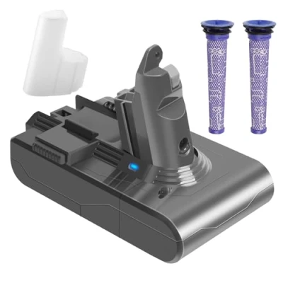 Bild av Waitley V6 batteri, 6 000 mAh ersättningsbatteri för Dyson DC62 DC59 DC61 DC58 DC72 DC74 SV03 SV04 SV05 SV06 SV07 SV09 dammsugare med 2 förfilter, utan skruvar krävs.