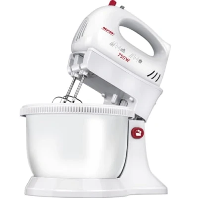 Bild av MPM MMR 16Z Pétrin à pâtisserie avec cuve rotative 3,4 L, 5 vitesses + turbo, tiges et crochet pétrisseur en acier inoxydable, 750W