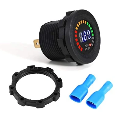 Bild av 12 V digital display voltmeter Haofy LED DC mätområde 515 vattentät spänning volt mätare för motorcyklar, bilar, båtar, ATV, UTV, husbilar, husvagnar svart