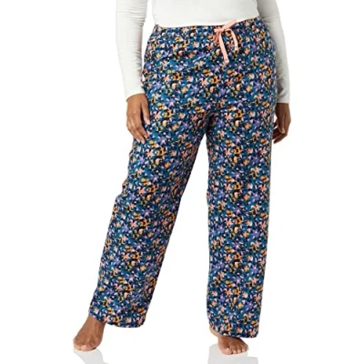 Bild av Amazon Essentials flanellsovbyxa för kvinnor (finns i plusstorlek), marinblommigt tryck, X Large