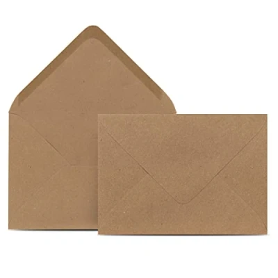 Bild av 25 kuvert DIN C6 kraftpapper brunt 11,4 x 16,2 cm med 120 g/m² våtlimning, spetsig klaff utan fönster Colours 4 you