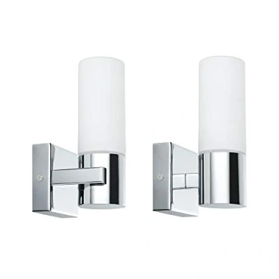 Bild av Paulmann 70354 Vägglampor Gemini väggspotlight IP44 utan glödlampa E14 sockel max. 2x20W korridorbelysning 2 pack krom satin metall glas