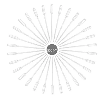 Bild av 500 stycken pipettdroppare, 0,5 ml mätpipett foderpipett dropper polyeten för experimentmedicin, plast överföring pipetter med skala lab experiment ritningsverktyg