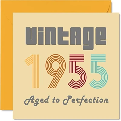 Bild av 69 års födelsedagskort för män kvinnor vintage 1955 åldrad till perfektion roligt henne honom, 145 mm x bästa vän födelsedag gratulationskort mamma pappa farfar